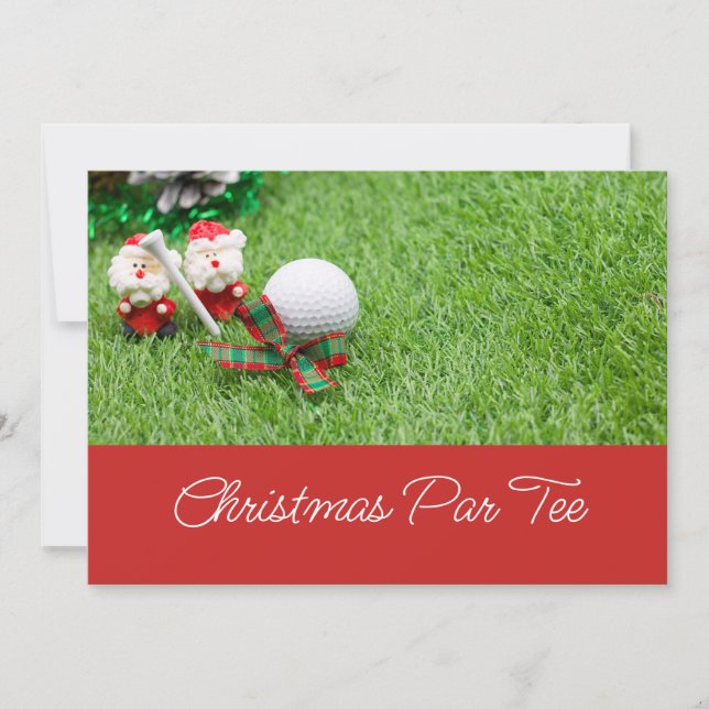 Golf balls with Christmas Gift on Green grass Invi Invitation (Front)