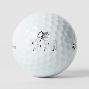 Golf balls with funny cat golfers