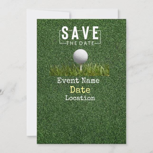 Golf balls with putter Save the Date Minimal Invitation (Front)