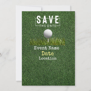 Golf balls with putter Save the Date Minimal Invitation