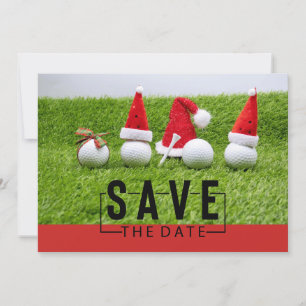Golf balls with Santa hats Christmas Invitation