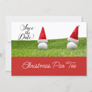 Golf balls with Santa hats Christmas Invitation