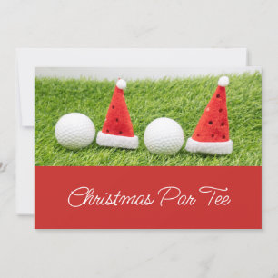 Golf balls with Santa hats Christmas Invitation