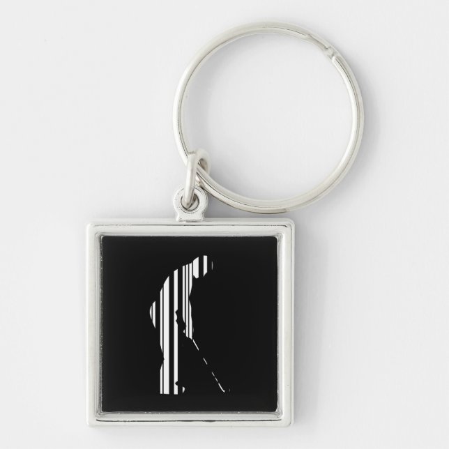 GOLF BAR CODE Golfer Golfing Sports Pattern Design Key Ring (Front)