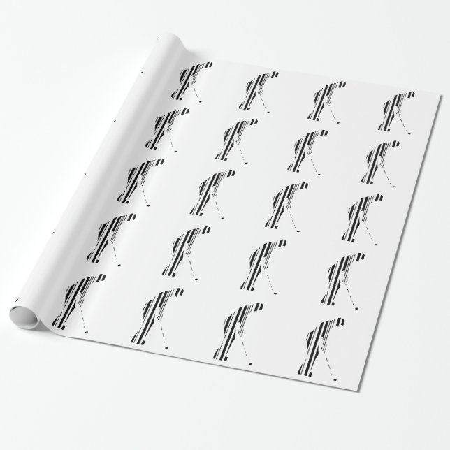 GOLF BAR CODE Golfer Golfing Sports Pattern Design Wrapping Paper (Unrolled)