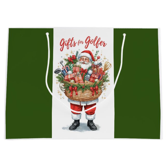 Golf Basket and Santa Claus for golfer Large Gift Bag (Front)
