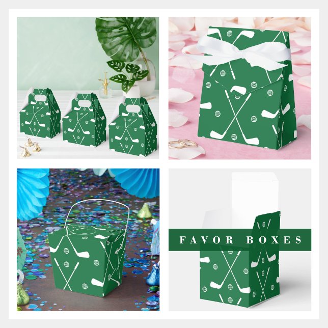 Golf Bat And Green Backgrond Favour Box (green golf pattern favor box the perfect gift and having four different boxes. )