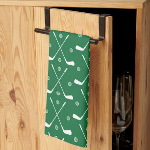 Golf Bat And Green Backgrond Tea Towel