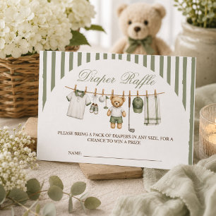 Golf Bear Baby Shower Diaper Raffle Enclosure Card