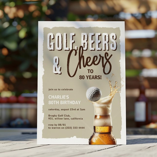 Golf, Beers & Cheers to 80 Years Birthday Invitation (Creator Uploaded)