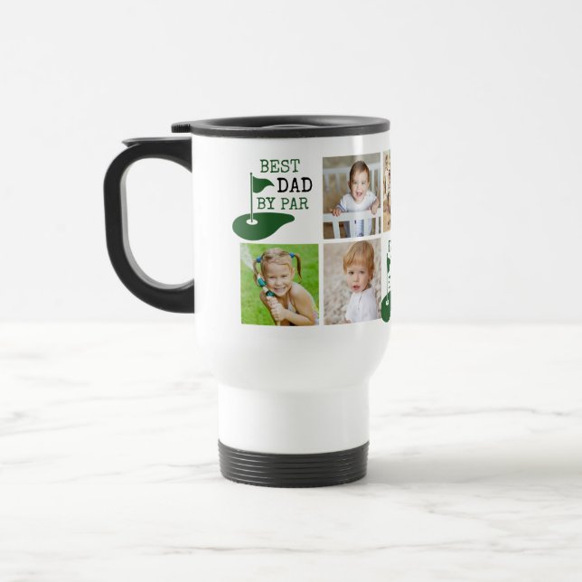 Golf BEST DAD BY PAR 7 Photo Collage Travel Mug (Left)