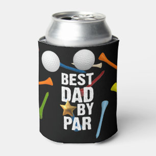 Golf Best DAD by Par ball and tee funny black Can Cooler