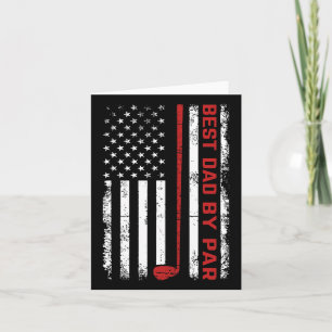 Golf Best Dad By Par Daddy Vintage American Flag F Card