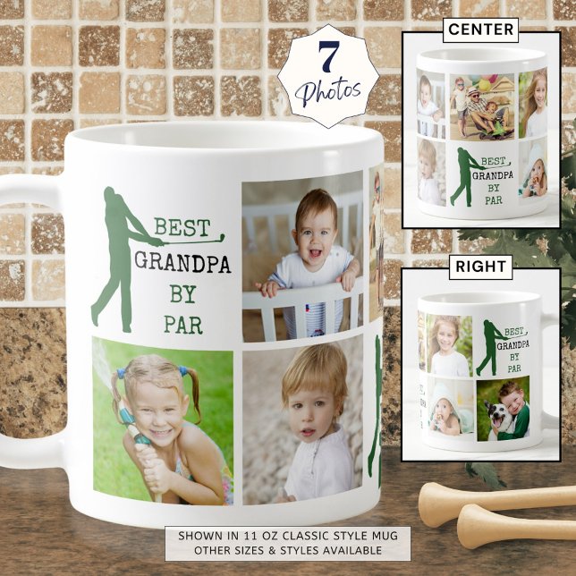 Golf BEST GRANDPA BY PAR 7 Photo Collage Coffee Mug (Creator Uploaded)