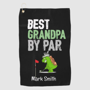 Golf  Best Grandpa by Par with Dinosaur Funny   Golf Towel