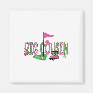 Golf Big Cousin Pink Hole In One Golf 1st Birthday Magnet