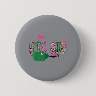 Golf Big Sis Hole In One Golf 1st Birthday Party 6 Cm Round Badge