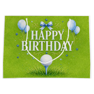 Golf birthday Blue themed for boy  Large Gift Bag