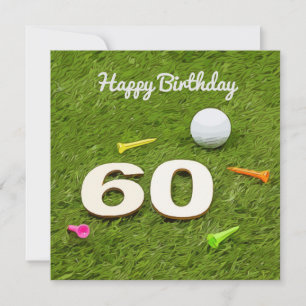 Golf Birthday Card 60th Birthday golf ball and tee