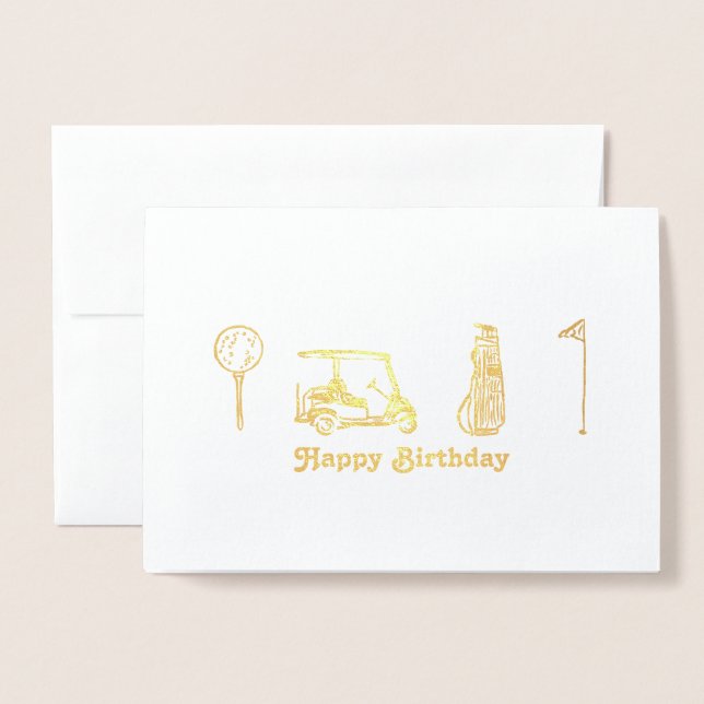 Golf Birthday  Foil Card (Front With Envelope)