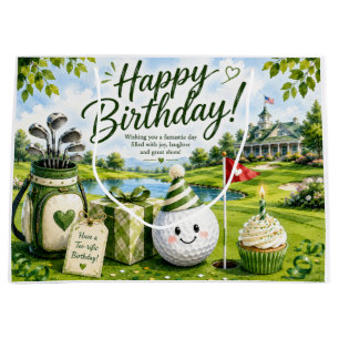 Golf Birthday for golfer on the course Large Gift Bag