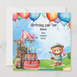 Golf Birthday for kid golfer party Invitation