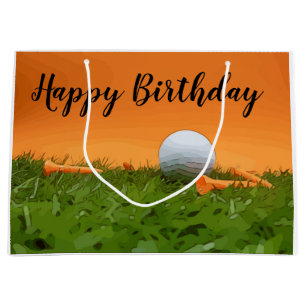 Golf birthday gift bag with golf ball and tee