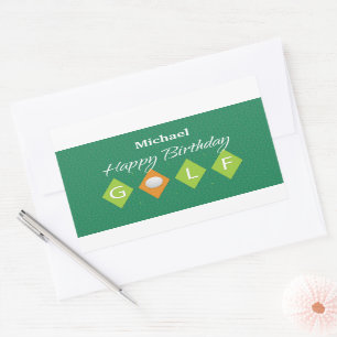 Golf Birthday Green Diamond Shapes Rectangular Sticker