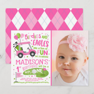 Golf Birthday Hole In One Golf 1st Birthday Party  Invitation