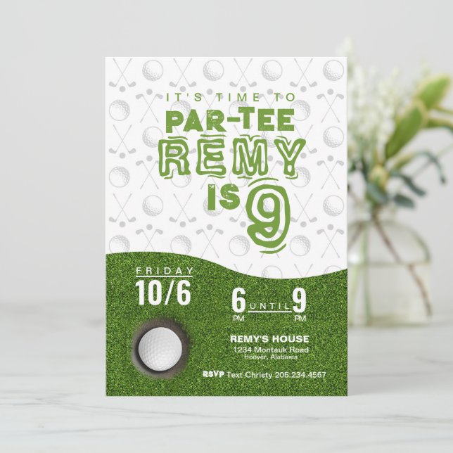 Golf Birthday Invite • Par-Tee invitation (Standing Front)