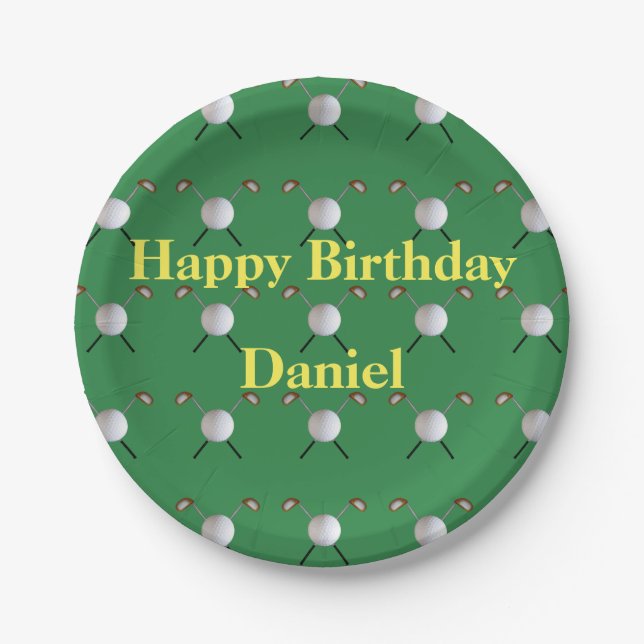 Golf Birthday Paper Plates (Customisable) (Front)