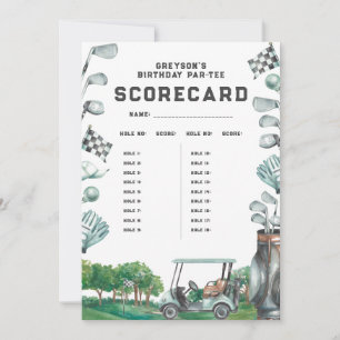 Golf Birthday Par-Tee   18 Holes Scorecard Card