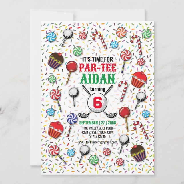 Golf Birthday Par-Tee Design Invitation (Front)
