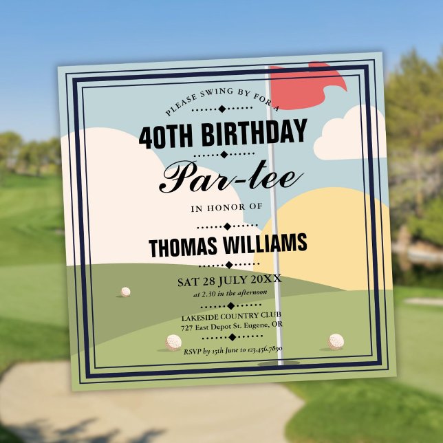 Golf Birthday Partee Party Square Invitation (Golf Birthday Partee Party Square Invitation)