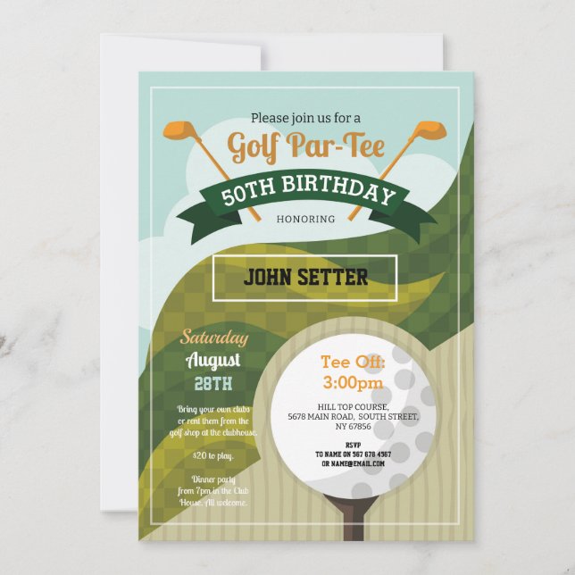 Golf Birthday Party Any Age Golfing Invitation (Front)