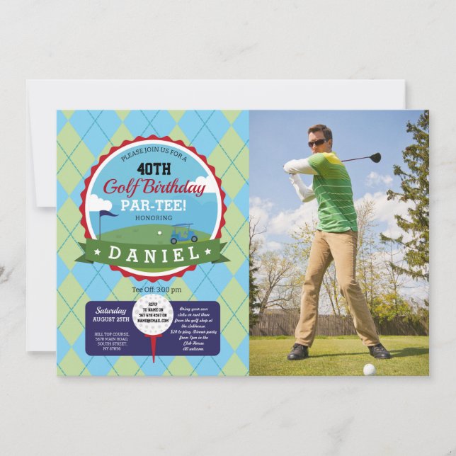 Golf Birthday Party Any Age Golfing Photo  Invitation (Front)