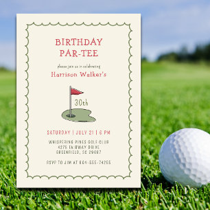 Golf Birthday Party Any Age Hand Drawn Modern Invitation