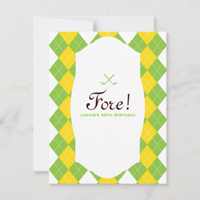 Golf Birthday Party Argyle Preppy Invitation (Front)