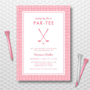 Golf Birthday Party for Her Any Age Modern Pink Invitation