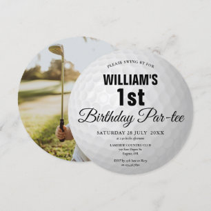 Golf Birthday Party Golf Ball Photo Invitation