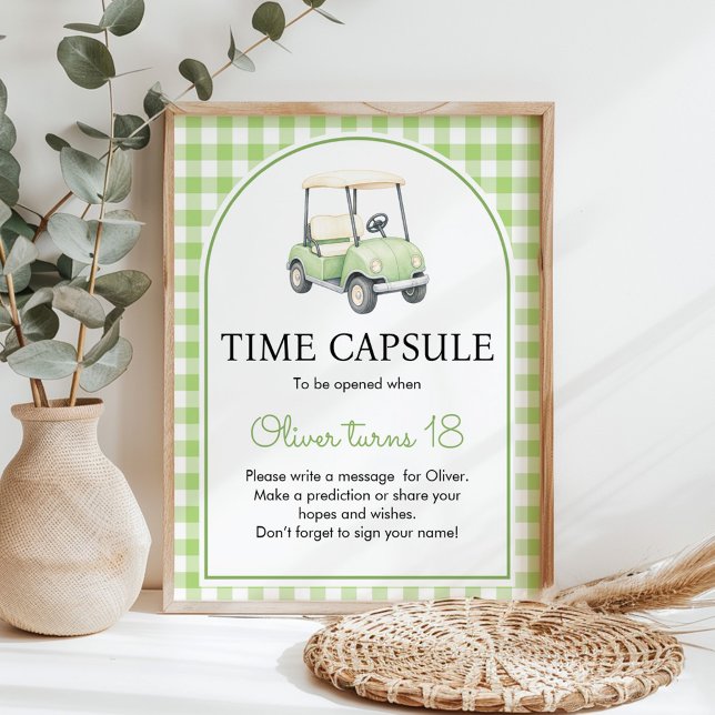 Golf Birthday Party Green Time Capsule Sign (Creator Uploaded)