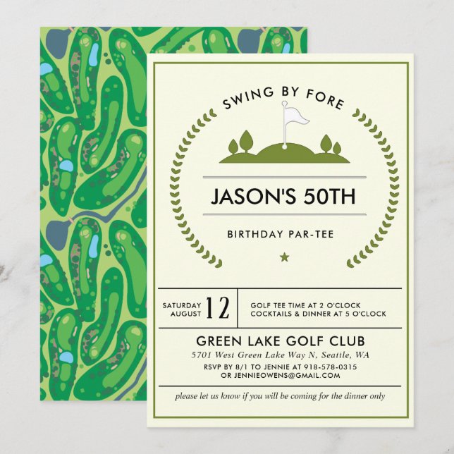Golf Birthday Party Invitation (Front/Back)