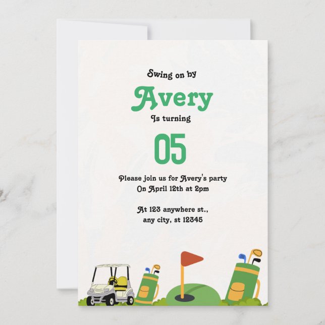 Golf Birthday Party Invitation (Front)