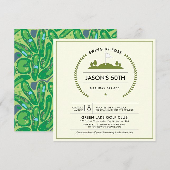 Golf Birthday Party Invitation (Front/Back)