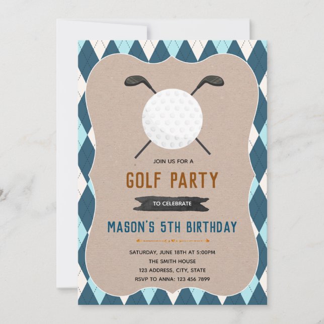 Golf birthday party invitation (Front)