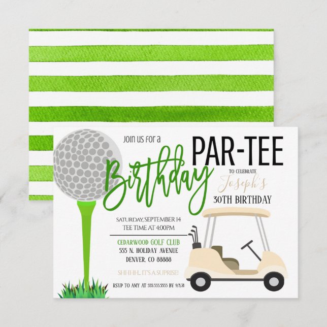 Golf Birthday Party Invitation (Front/Back)