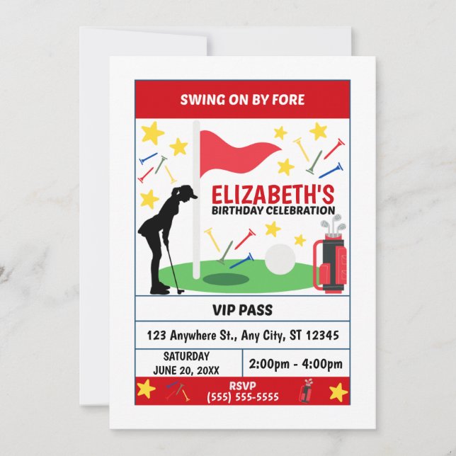 Golf Birthday Party Invitation (Women) (Front)