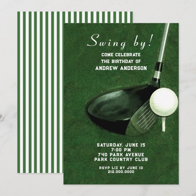 Golf birthday party invitations (Front/Back)