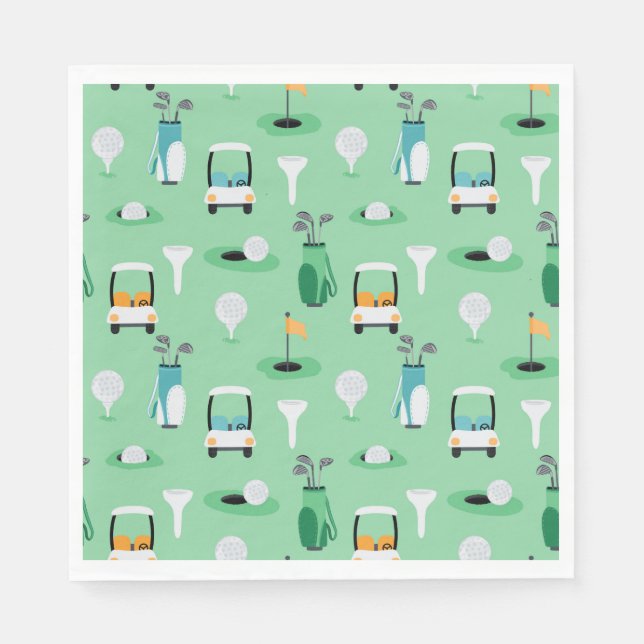 Golf Birthday Party Kids Golfing Pattern Napkin (Front)