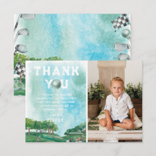 Golf Birthday Party   Photo Thank You Card